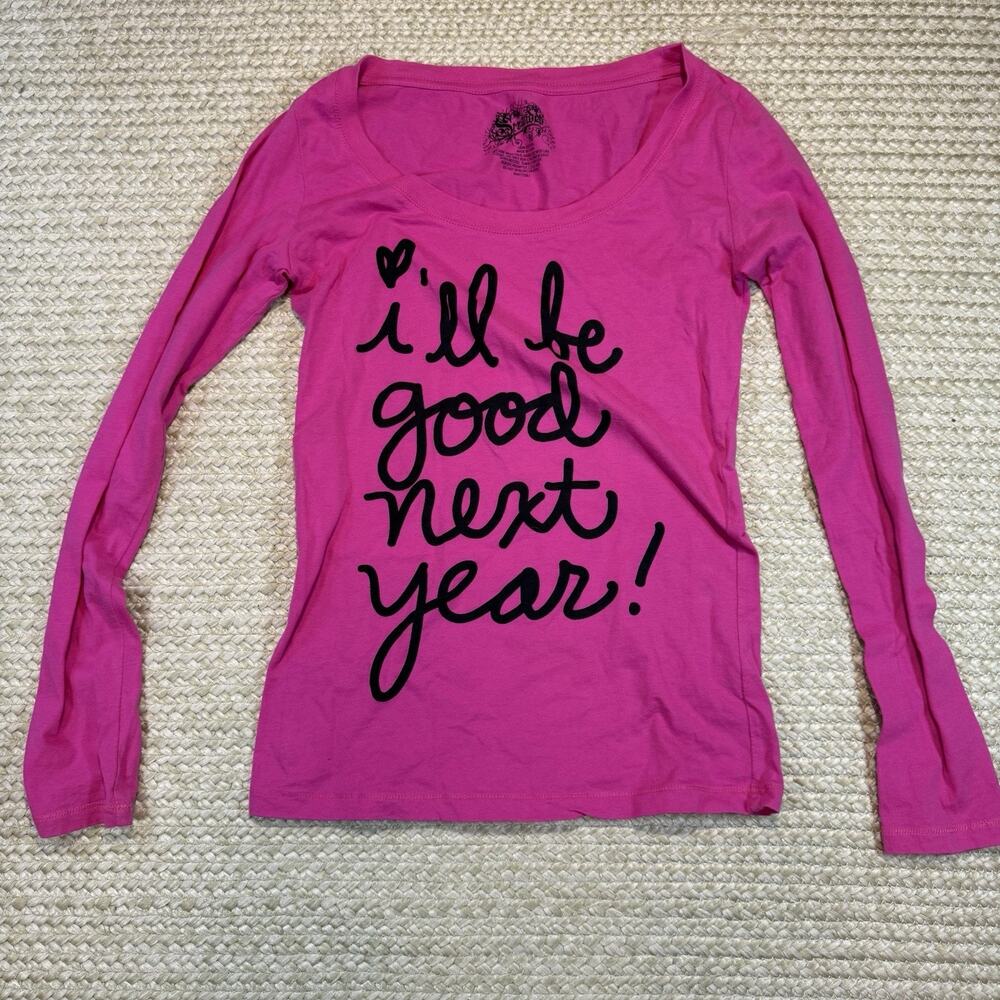 Stranded Hot Pink I’ll Be Good Next Year Long Sleeve T-shirt Women's Size M